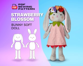 Bunny Doll Sewing Pattern: Fluffy Rabbit with Dress (PDF Pattern)