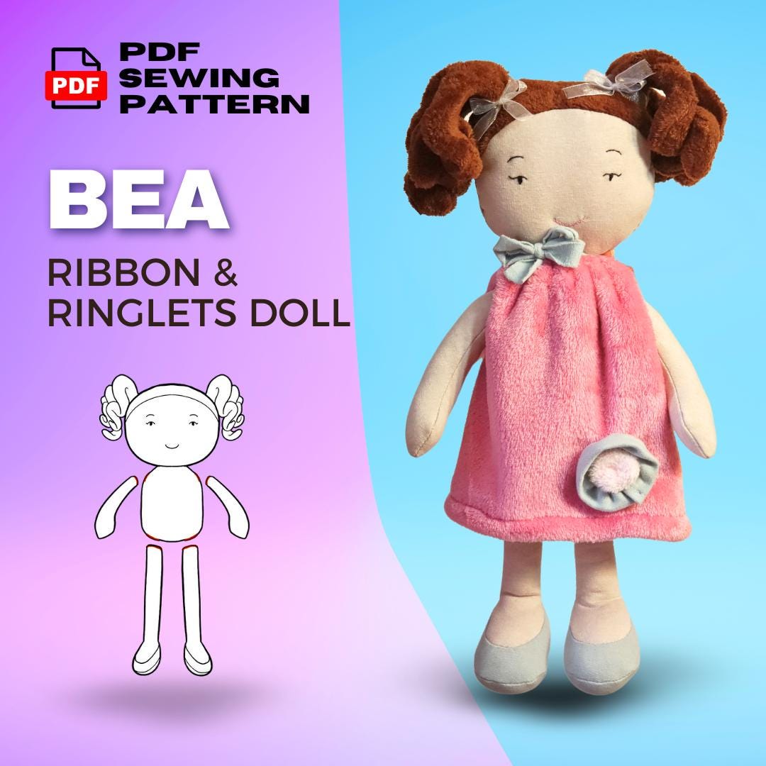 Bea Ribbon & Ringlets Doll Digital PDF Sewing Pattern Instant Download