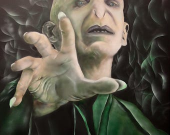 Impresión A3 de Voldemort: impresión artística de mago oscuro / obra de arte de villano de fantasía siniestra / reproducción de pintura acrílica / decoración de pared de magia gótica