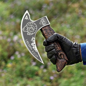 Custom Gift Hand Forged Damascus Steel Pizza Axe, Viking Pizza Cutter, Viking Pizza Axe For Fathers Day Gift, Medival axe