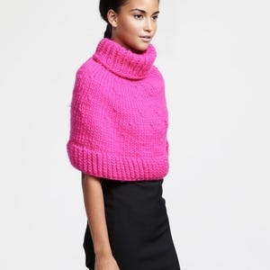 Chunky Knit Turtleneck Poncho, Handcrafted Sleeveless Sweater Cape, Crochet Poncho Pattern, Poncho for Women, Easy Crochet Poncho