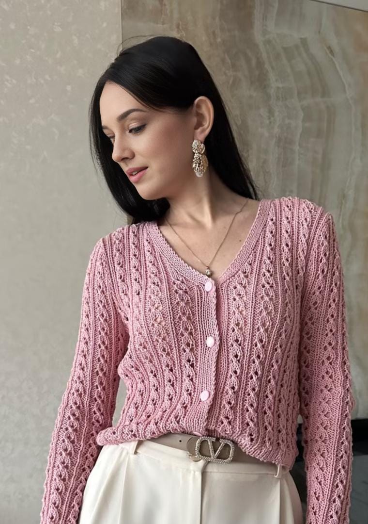 épine lace bare top & cardigan set pink Extra Soft Fuzzy Knit Cami Top and Cardigan Set in Pink