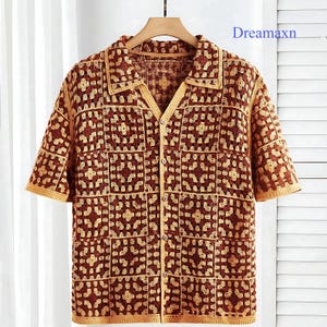 Crochet Cotton Unisex Shirt: Vintage Boho Beach Style