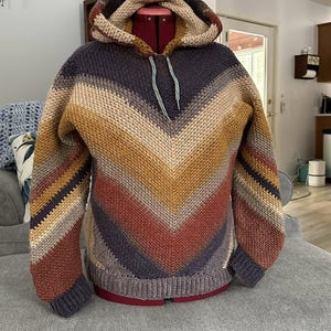Handmade Crochet Color Block Hoodie: Chunky Unisex Sweater