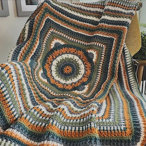 Handmade Crochet Granny Square Blanket: Retro Cotton Acrylic Throw