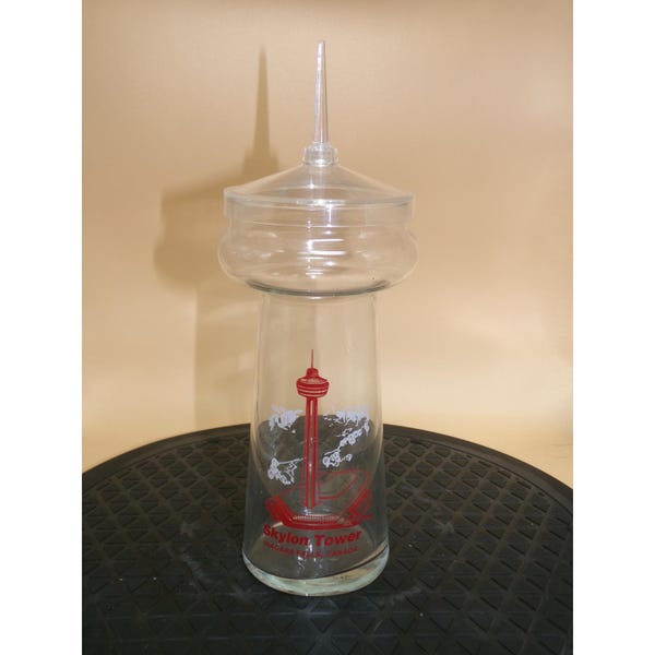 Contenedor de vidrio vintage conmemorativo de la Torre Skylon de las Cataratas del Niágara, Canadá