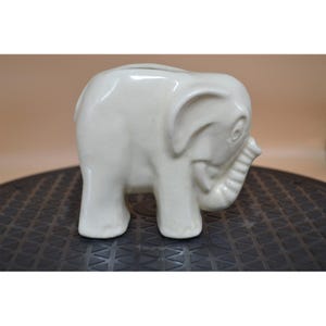 Vintage Ceramic Elephant Planter, Ivory White, Animal Figurine Decor