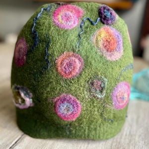 Wet Felted  Merino Wool Beanie Hat