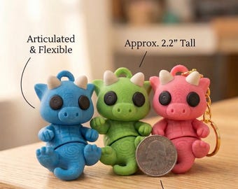 Customizable Dragon Keychain Toy, Articulated Desk Buddy (Approx. 2.2")