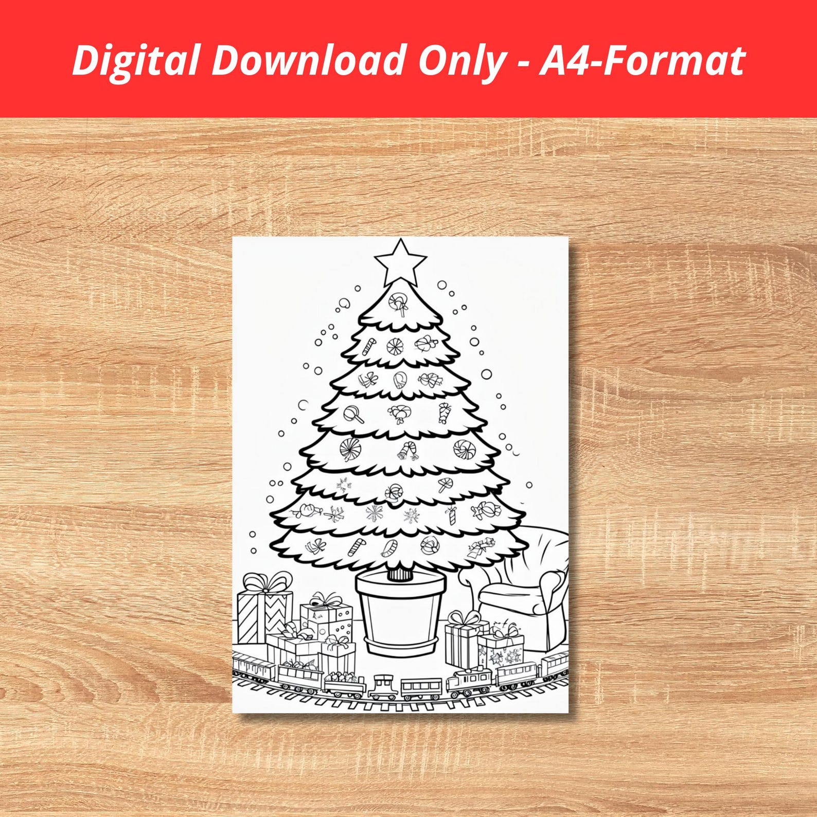 Christmas Tree Coloring Pages - Set of 5 Printable Holiday Coloring ...