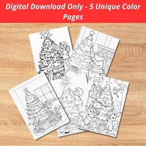 5er Set Weihnachtsseiten zum Ausmalen – Weihnachtsbaum Schmücken | Ferienaktivität für Kinder | Sofort Download Ausmalbilder