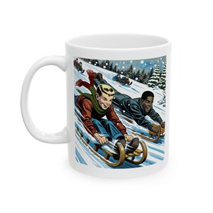 Winter Spaß Keramiktasse, Weihnachtskaffeetasse, Urlaub Teetasse, Schneeflocke Heiße Kakaotasse, Festliches Trink Geschenk