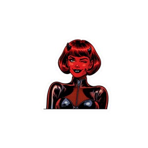 Vinyl Decals - Winking She Devil Design, Devilish Laptop Sticker, Naughty Car Decal, Sinful Phone Cover, Seductive Wall Art, Flirty Window
