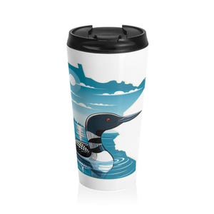 Minnesota Loon Stainless Steel Travel Mug - Coffee Lover Gift, Cabin Life Accessories, Lake Enthusiast Cup, Outdoor Adventure Drinkware,