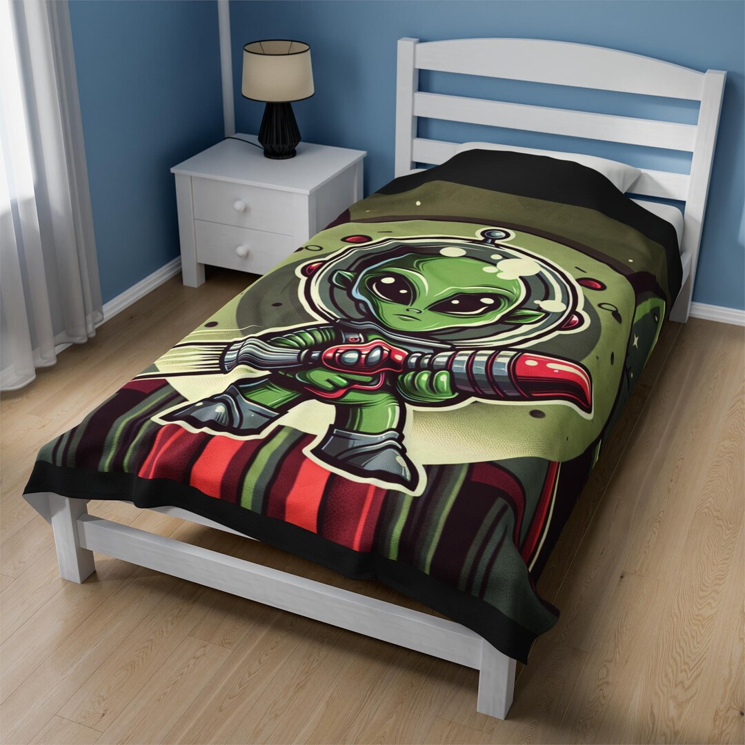Plush Blanket, Alien Invader Design, UFO Space Theme, Soft Throw ...