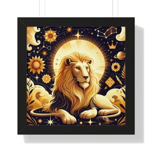 Leo Zodiac Poster, Astrology Wall Art, Horoscope Print, Lion Constellation Home Decor, Astrological Sign Gift, Birthday Present