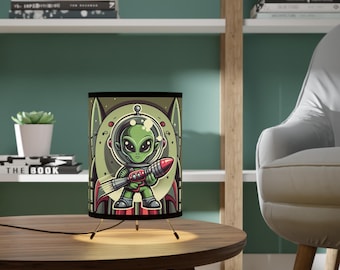 Alien Space Adventure Tripod Lamp, Quirky Home Decor, Kids Room Lighting, Unique Gift for Space Lovers, Fun Nursery Accent