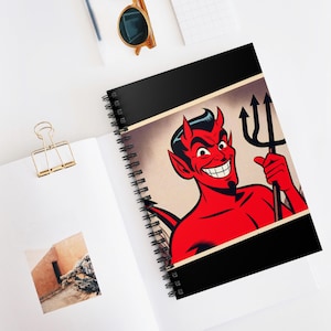Spiral Notebook - Ruled Line, Smiling Devil Design, Demon Stationery, Gothic Journal, Creepy Notebook, Evil Planner, Supernatural Diary,