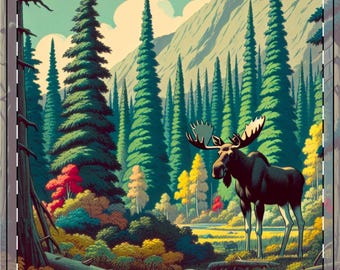 Posavasos de cerámica: alce en el bosque, posavasos rústicos, portavasos de bosque, decoración de cabaña, juego de posavasos de vida silvestre, regalo para amantes de los animales