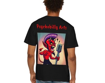 Camiseta de demonio punk psicobilly, camiseta unisex, camiseta vintage de rockabilly, camiseta de banda grunge, ropa de música alternativa
