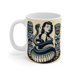 Tiki Mug 11oz - Exotic Tropical Drinkware, Hawaiian Cocktail Cup, Luau Bar Decor, Beach Party Gift, Island Vibes Coffee Mug, Summer Tiki Hut