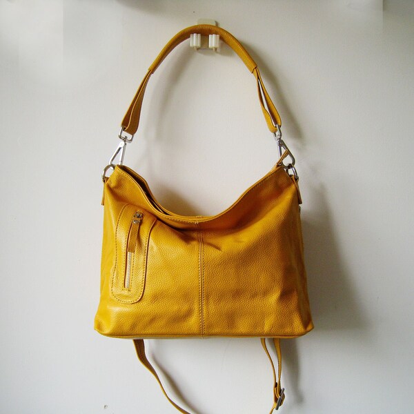 Leather bag yellow leather bag women bag cross body bag
