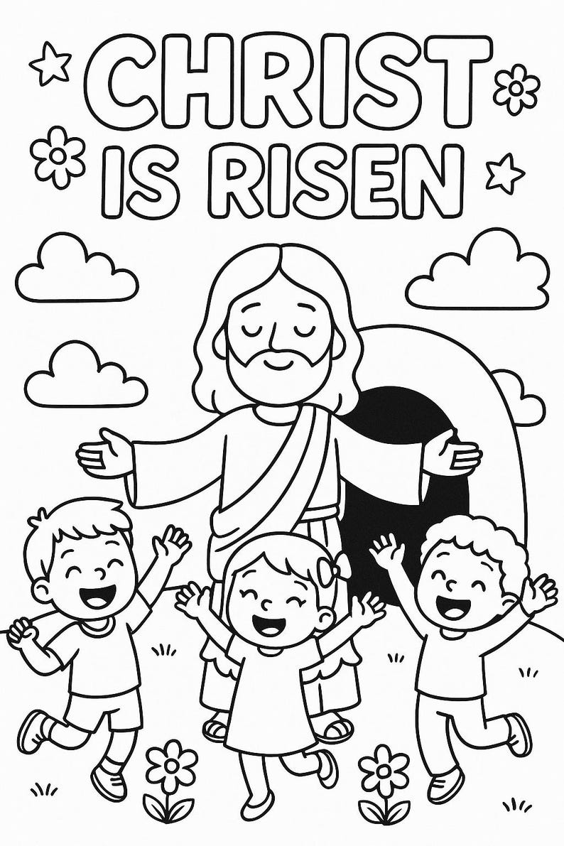 Easter - Christ is Risen Coloring Page for Kids – Easter Christian