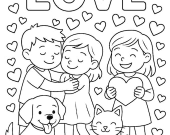 Página para colorear de Amor: Frutos del Espíritu, Escuela Dominical (Descarga instantánea)