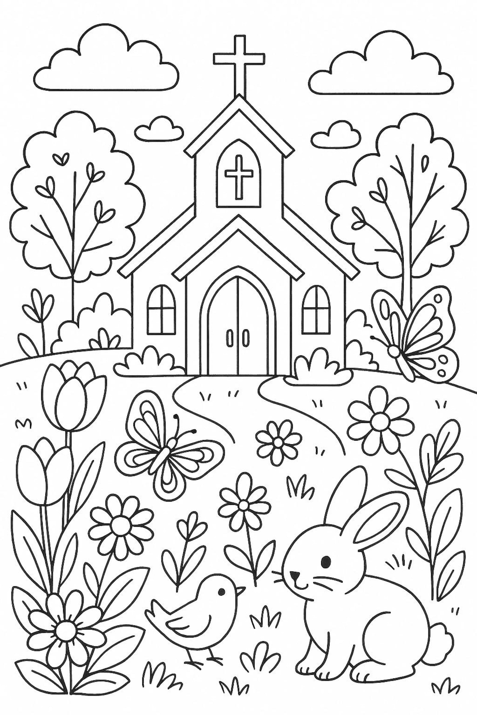 Religious Ed Coloring Pages Spring Spring & Summer Church Coloring Page: Sunday School Fun, Homeschool ...