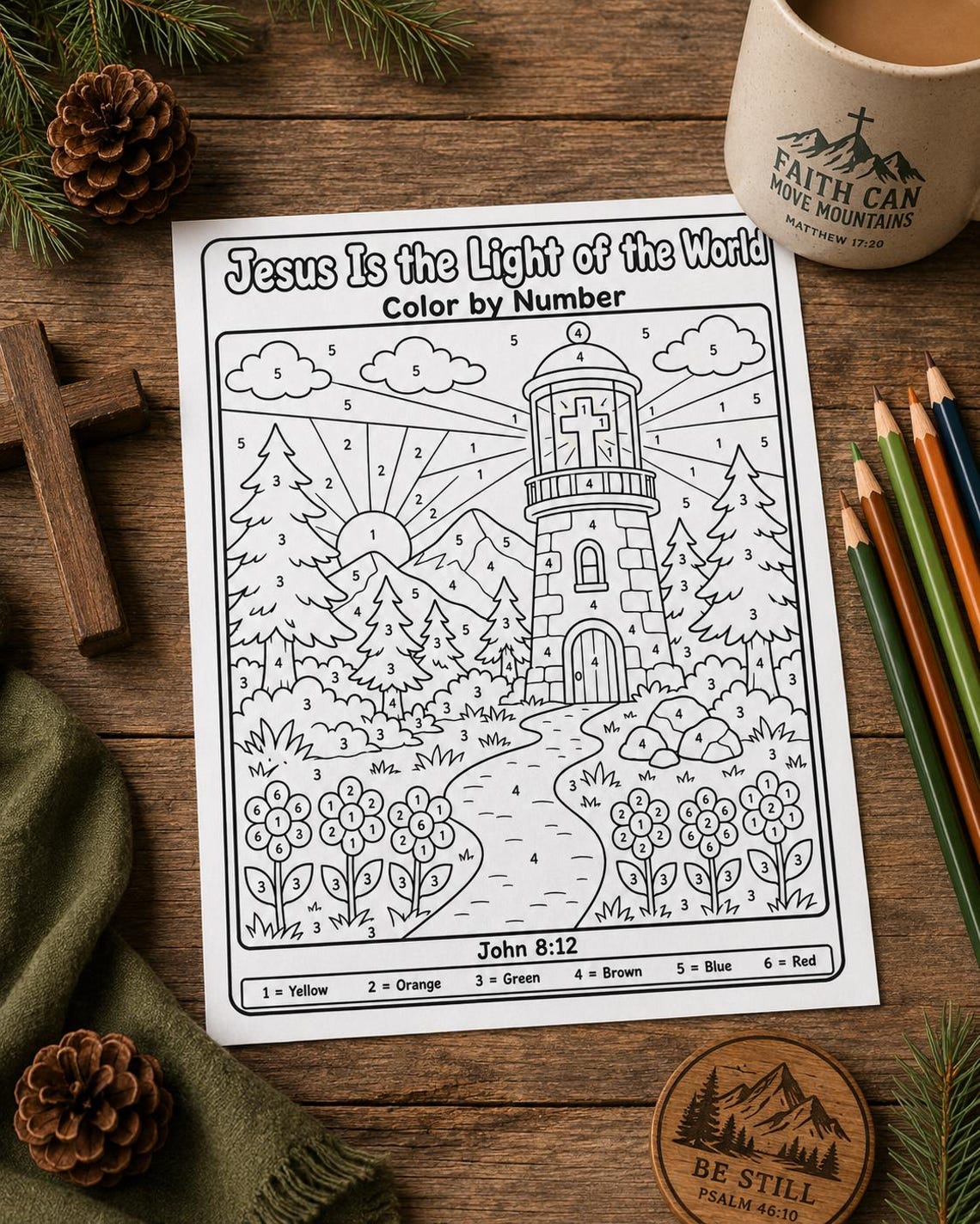 Jesus is the Light of the World Color by Number, John 8:12 Sunday ...