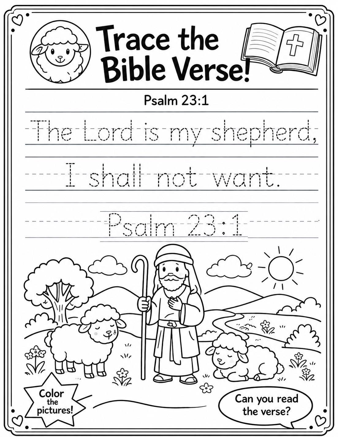 Bible Verse Tracing Worksheets Bundle, 5 Christian Kids Scripture ...