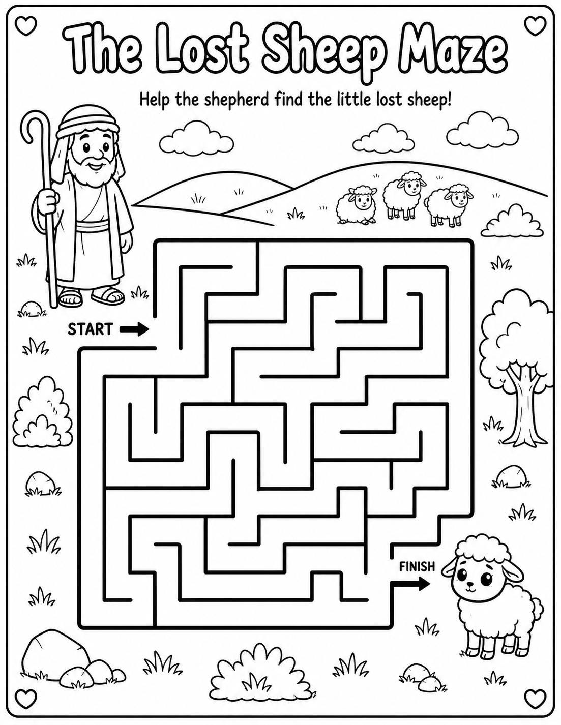 Lost Sheep Maze Worksheet for Kids | Parable of the Lost Sheep Activity ...