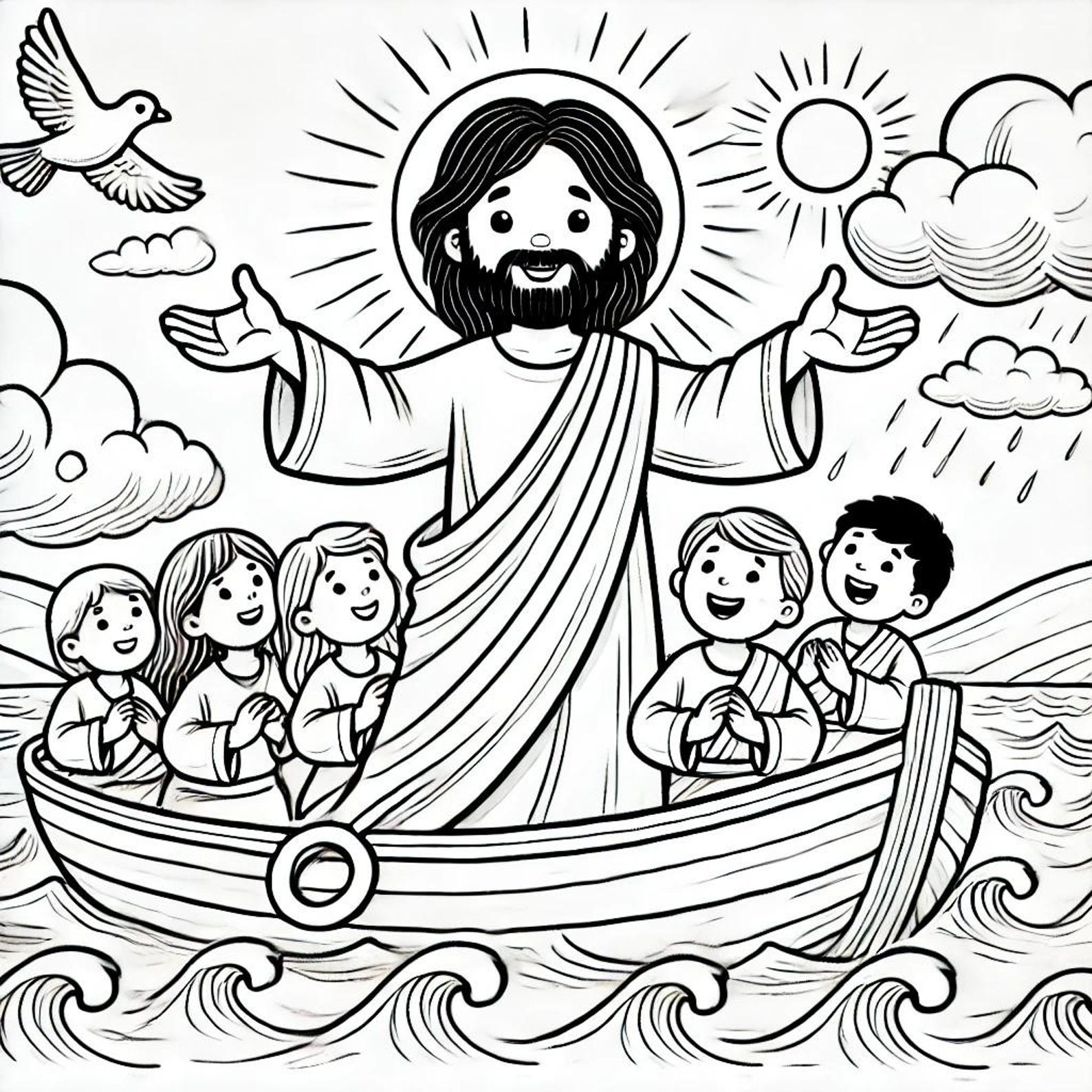 Jesus Calms the Storm - Coloring Page for Kids – Christian Sunday ...