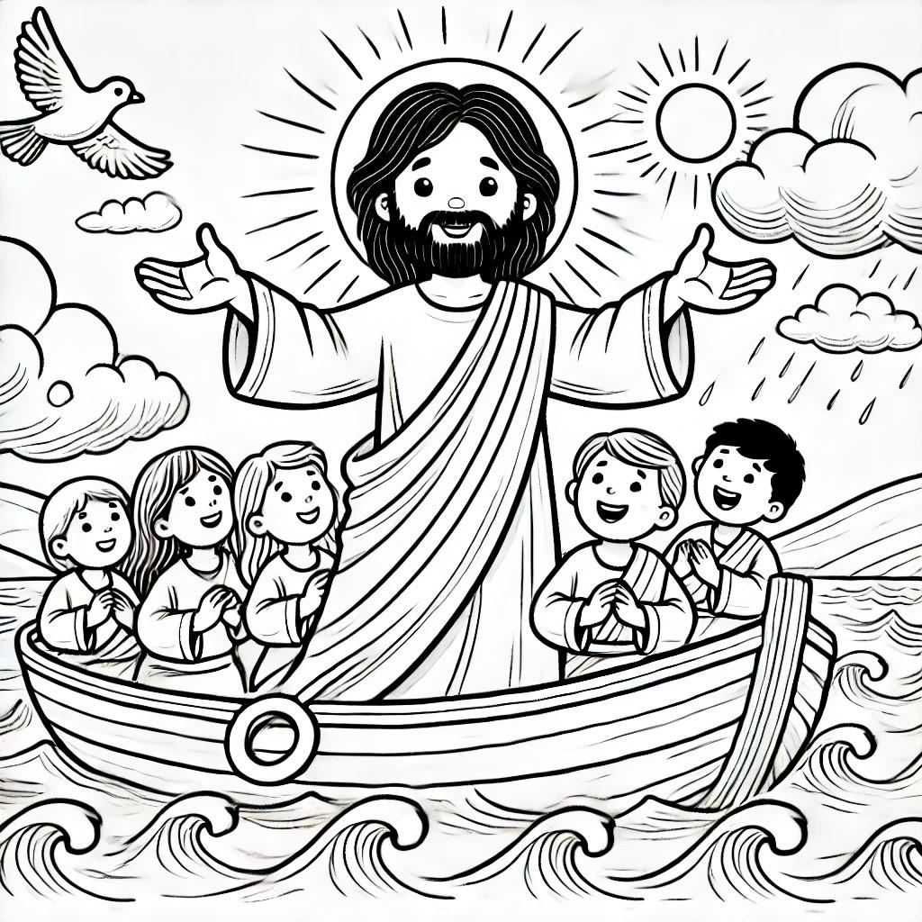 Jesus Calms the Storm Coloring Page – Christian Bible Story Printable ...
