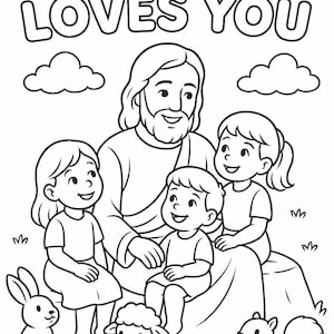 Jesus Loves You Coloring Page: Christian Sunday School Art (PDF Download