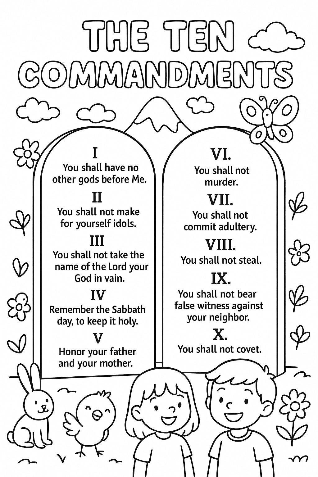 Ten Commandments Coloring Page – Christian Bible Printable for Kids ...