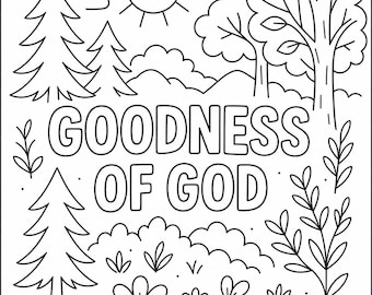 Goodness of God Coloring Page for Kids – Christian Forest Theme Bible Verse Printable - Sunday School Activity - Kids Coloring Sheet - VBS