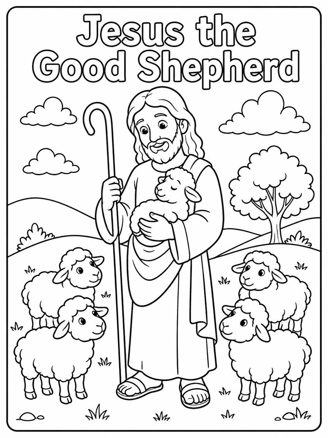 Jesus Good Shepherd Coloring Page | Sunday School Printable | Christian ...