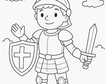 Armor of God Coloring Page – Christian Bible Printable for Kids, Ephesians 6 Sunday School Activity, Religious Coloring Sheet