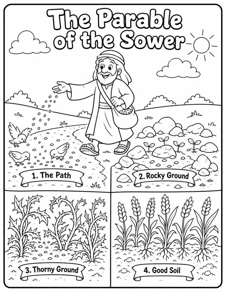 Parables Worksheet.pdf Parable of the Sower Coloring Page | Bible Story Printable | Sunday ...