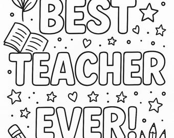 Wertschätzung des Lehrers Malseite | Beste Lehrer aller Zeiten Printable | Ende des Jahres Lehrer Geschenk | Kinder Dankeschön Bogen | Schulaktivität
