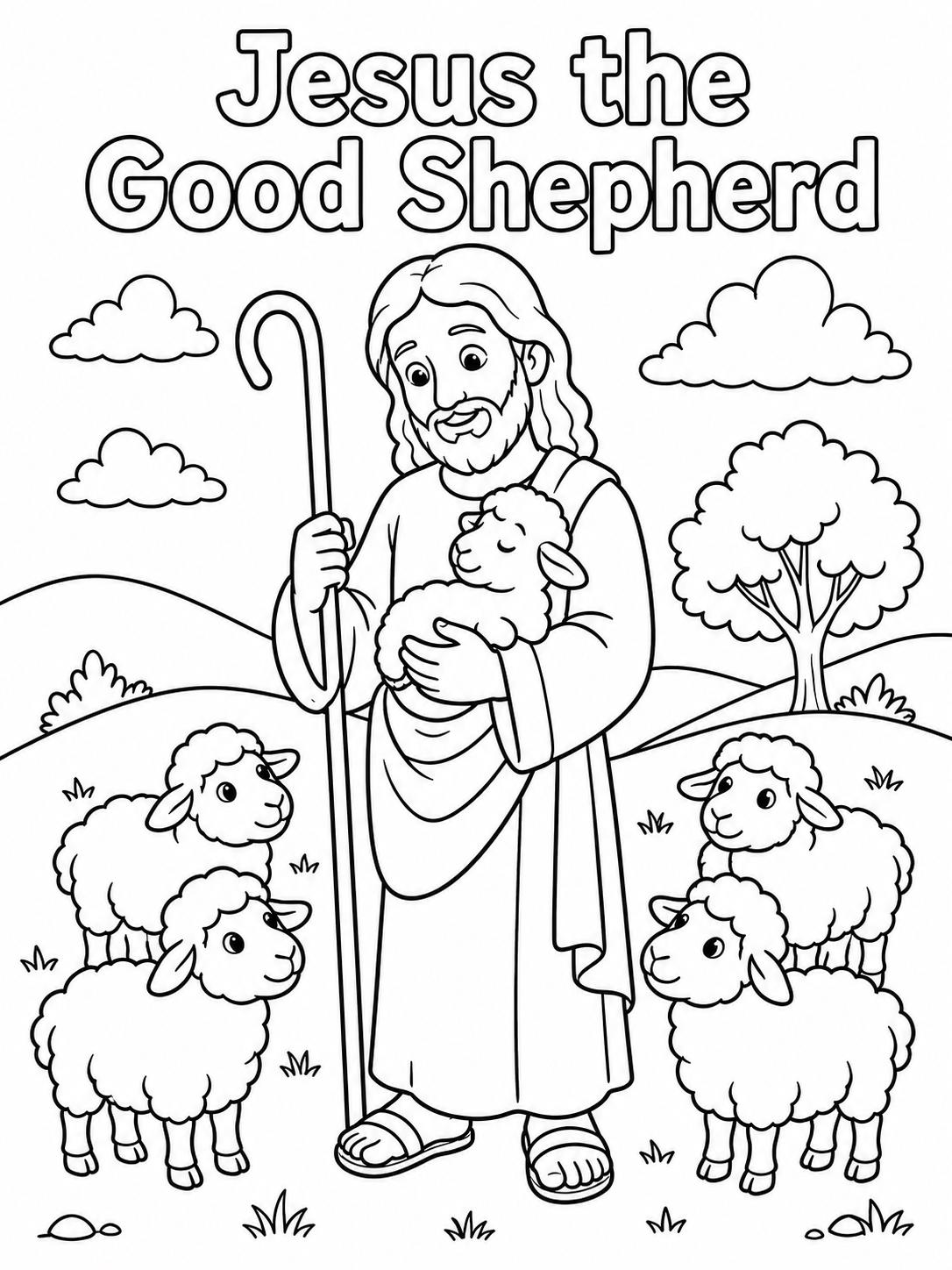 Jesus Good Shepherd Coloring Page Sunday School Printable Christian…