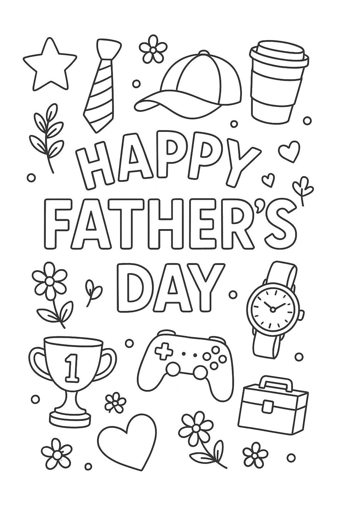 Printable Father's Day Coloring Page for Kids – Happy Father's Day Gift ...