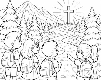 Joshua 1:9 Coloring Page, Be Strong and Courageous Bible Verse Printable, Sunday School Worksheet, Homeschool and Vacation Bible School