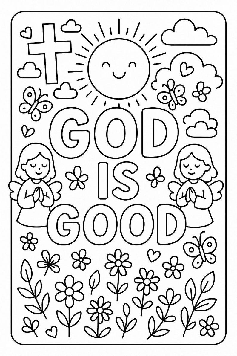 God is Good Coloring Page: Christian Sunday School Activity (instant ...