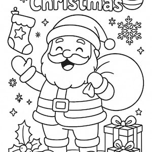 Santa Claus Christmas Coloring Page: Fun Holiday Activity (Instant Download)