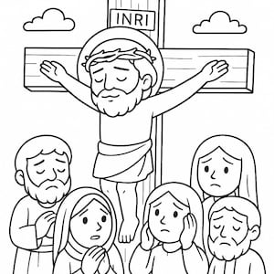 Good Friday Coloring Page for Kids | Christian Easter Sunday School Printable | Jesus on the Cross | Bible Activity Sheet