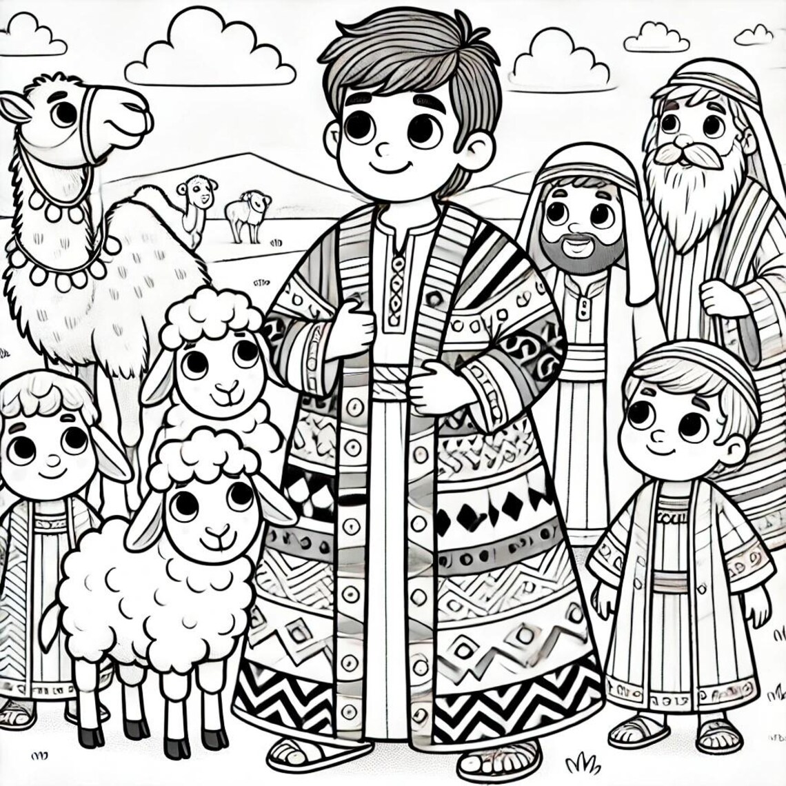 Joseph and the Coat of Many Colors Coloring Page – Christian Bible ...