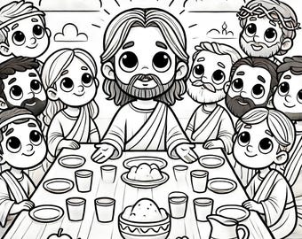 Last Supper Coloring Page | Printable Christian Easter Activity | Bible ...