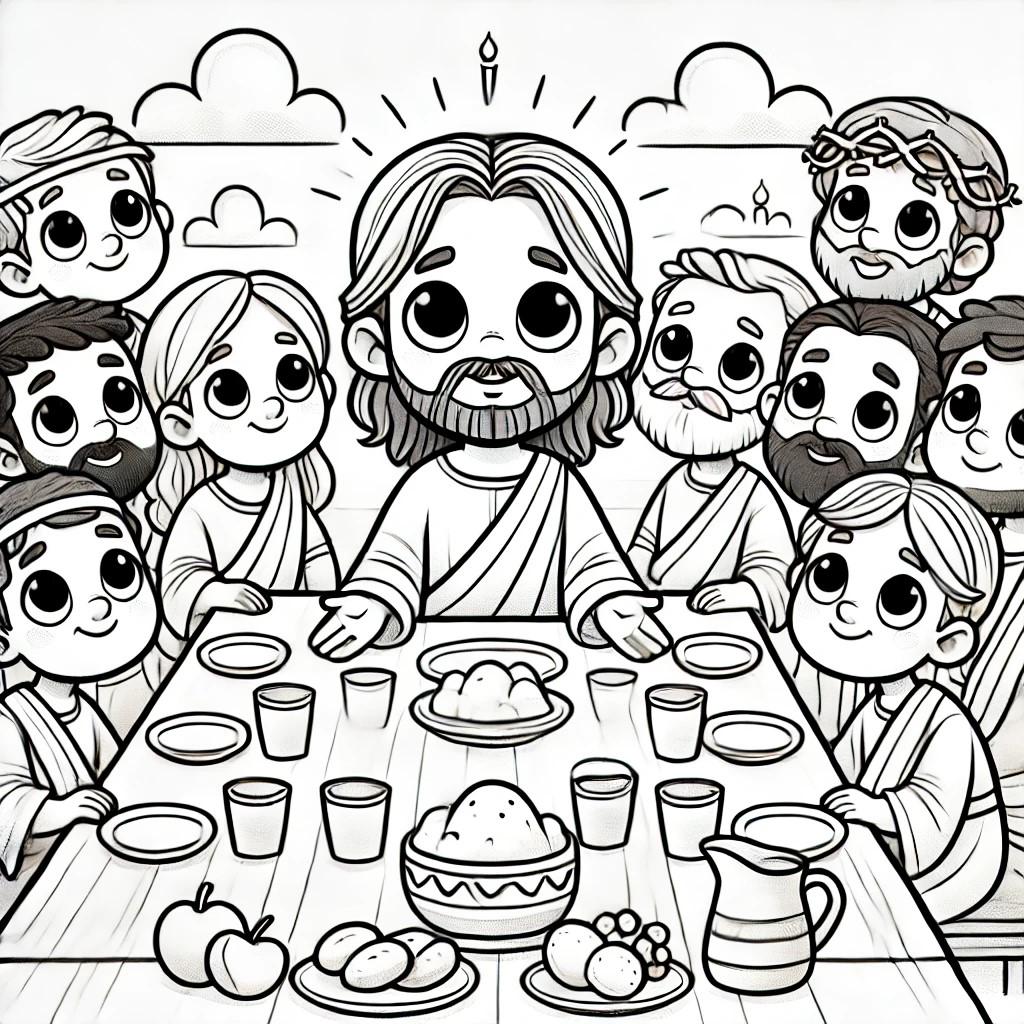 Last Supper Coloring Page | Jesus and Disciples Printable for Kids ...